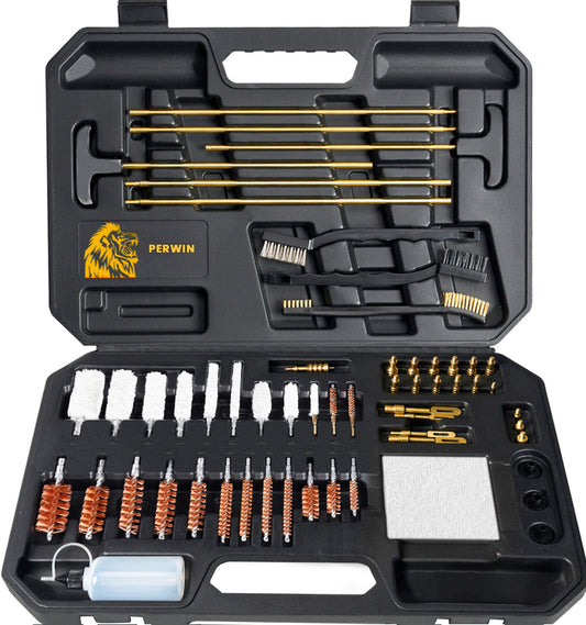 Universal Gun Cleaning Kit, Hunting Gun Accessories for All Caliber Pistols, Rifles, Handguns, and Shotguns, featuring a Carrying Case and Brass Rods