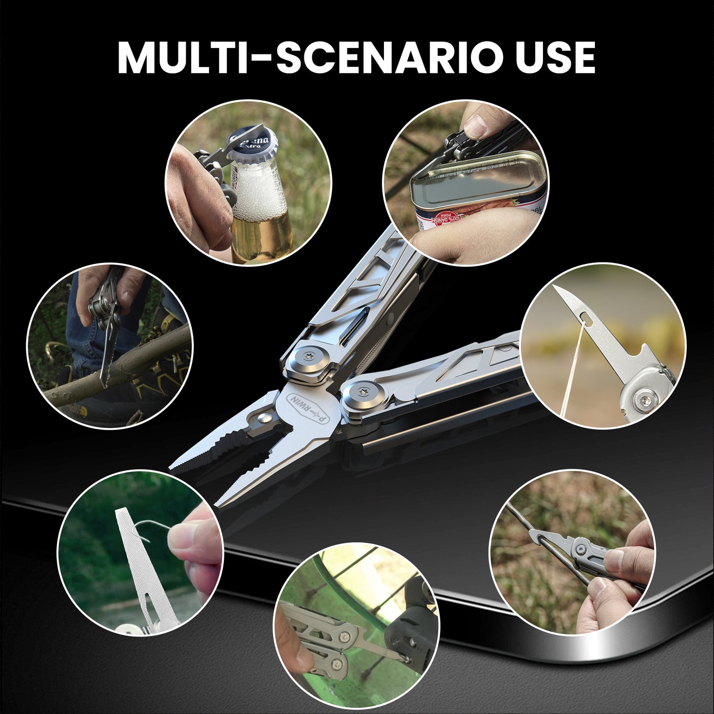 Multitool, 15-in-1 Stainless Steel Multi Tool Pliers with Self-Locking for Survival, Camping, Pocket Knife, Nylon Sheath, Professional (EDC) Multi-Tool for Hunting, Hiking, Simple Repair