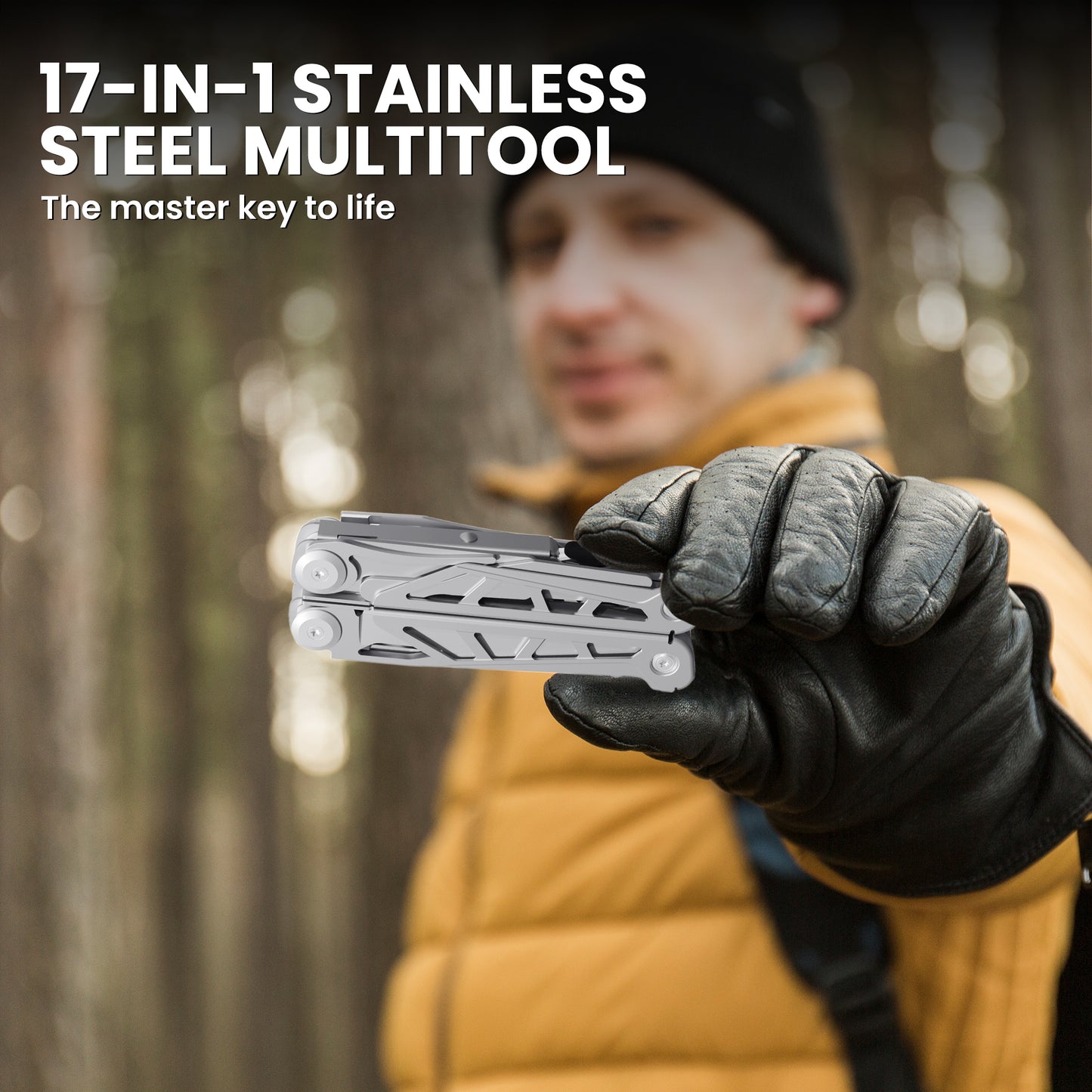 Multitool, 15-in-1 Stainless Steel Multi Tool Pliers with Self-Locking for Survival, Camping, Pocket Knife, Nylon Sheath, Professional (EDC) Multi-Tool for Hunting, Hiking, Simple Repair