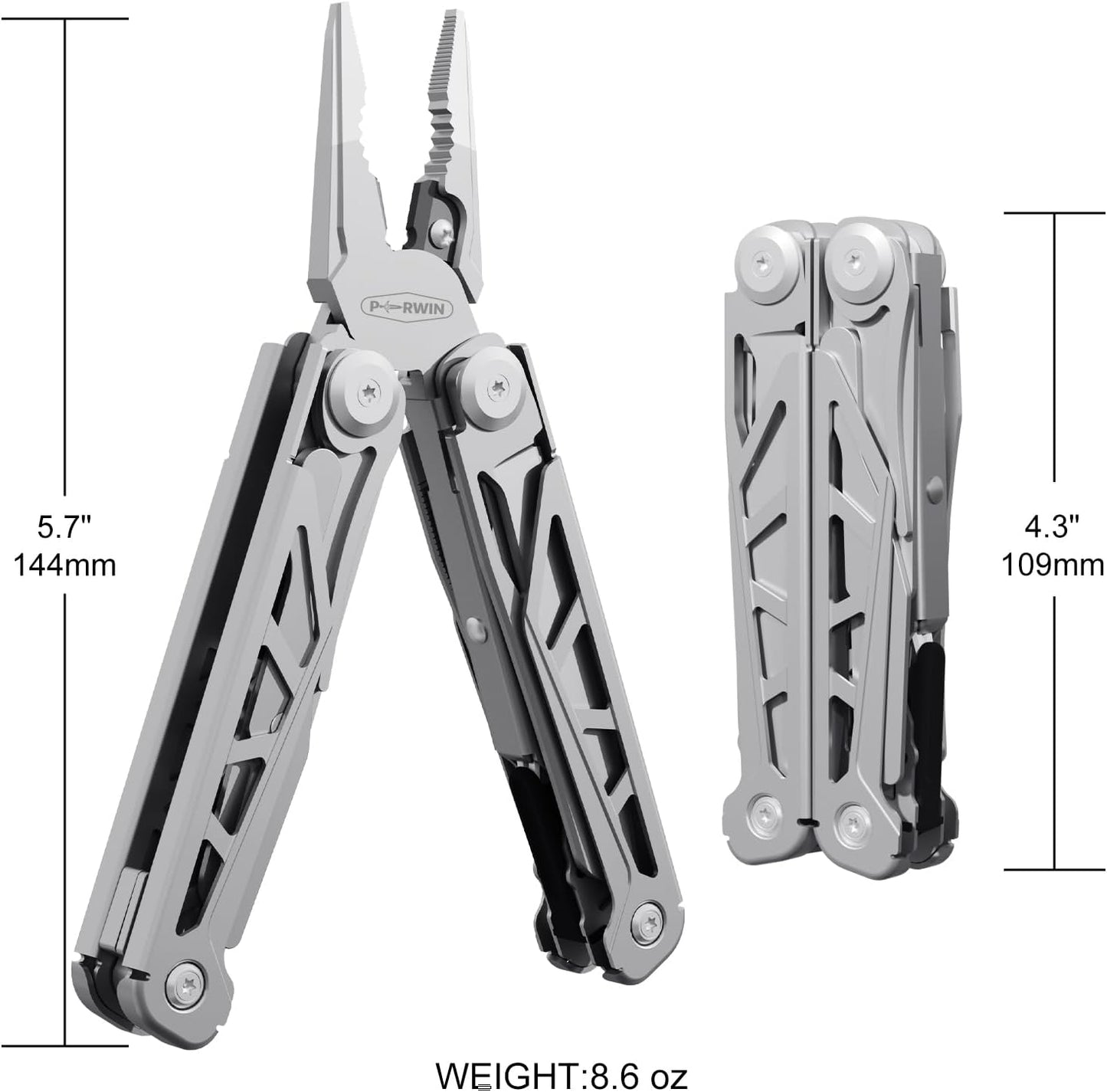 Multitool, 17-in-1 Stainless Steel Multi Tool Pliers with Self-Locking, Pocket Knife, Nylon Sheath, Professional (EDC) Multi-Tool for Survival, Camping and Hunting, Hiking, Simple Repair