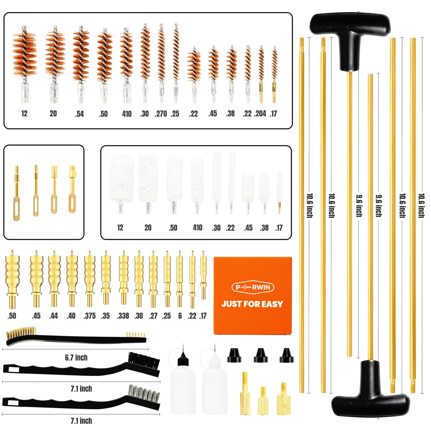 Universal Gun Cleaning Kit, Hunting Gun Accessories for All Caliber Pistols, Rifles, Handguns, and Shotguns, featuring a Carrying Case and Brass Rods